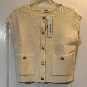 The Workshop Cream Sleeveless Cardigan